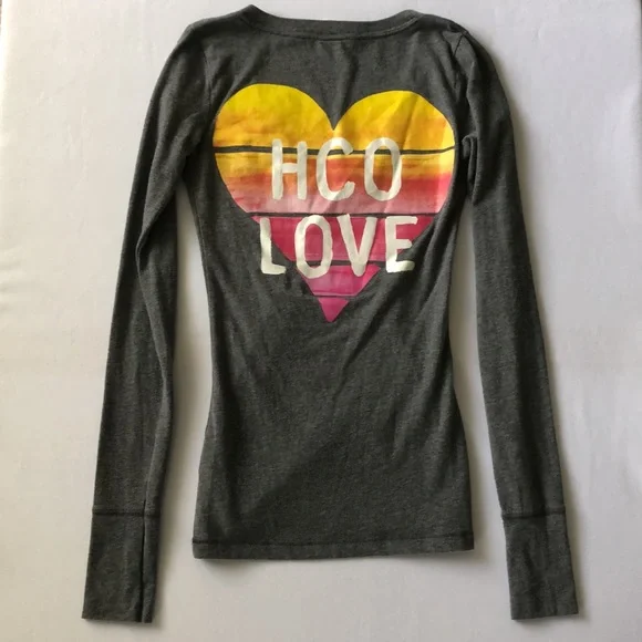 Hollister Grey Long Sleeve with Hollister Cali & HCO Love in Size Xtra Small XS - Picture 6 of 9